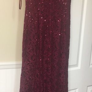 Floor length Burgundy Dress with sequins